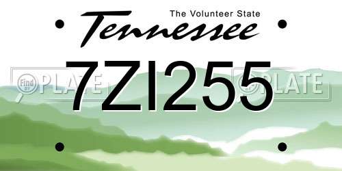 7ZI255 Tennessee License Plate