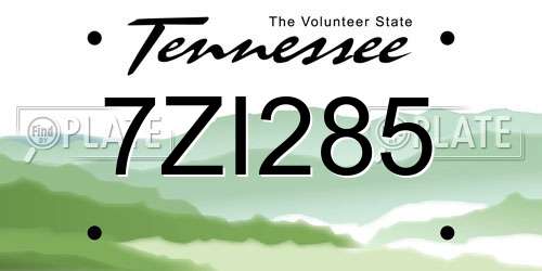 7ZI285 Tennessee License Plate