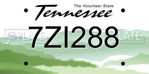 7ZI288 Tennessee License Plate