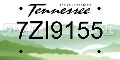 7ZI9155 Tennessee License Plate