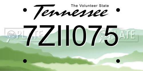 7ZII075 Tennessee License Plate