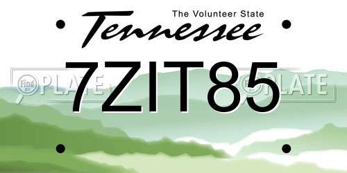 7ZIT85 Tennessee License Plate