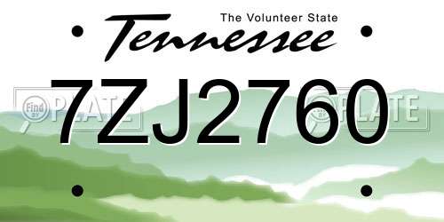 7ZJ2760 Tennessee License Plate
