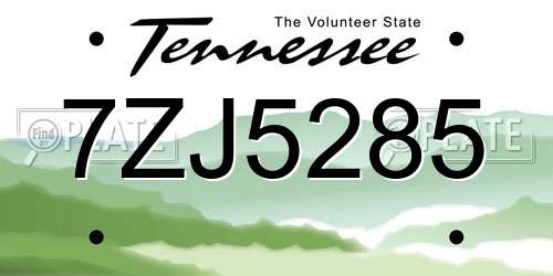 7ZJ5285 Tennessee License Plate