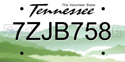 7ZJB758 Tennessee License Plate