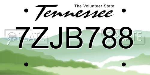 7ZJB788 Tennessee License Plate