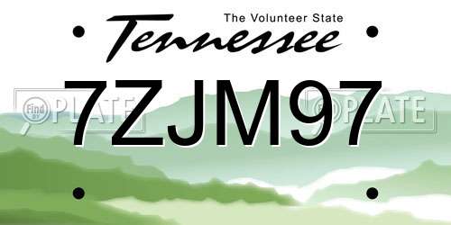 7ZJM97 Tennessee License Plate
