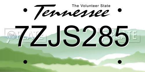 7ZJS285 Tennessee License Plate