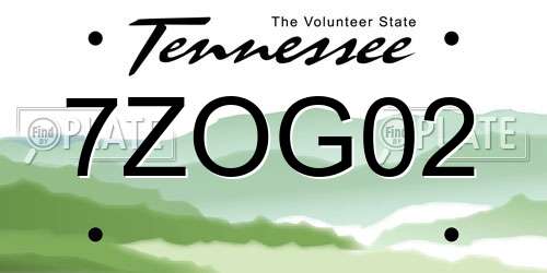 7ZOG02 Tennessee License Plate