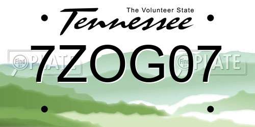 7ZOG07 Tennessee License Plate