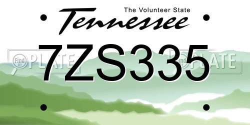 7ZS335 Tennessee License Plate