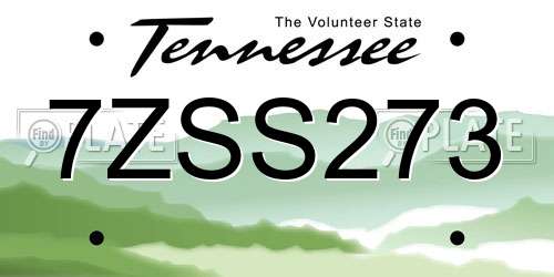 7ZSS273 Tennessee License Plate