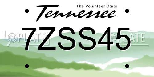 7ZSS45 Tennessee License Plate