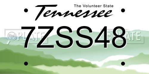 7ZSS48 Tennessee License Plate