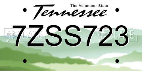 7ZSS723 Tennessee License Plate