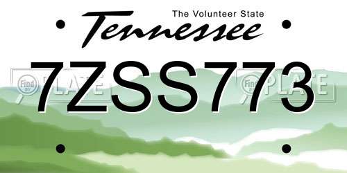 7ZSS773 Tennessee License Plate