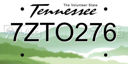 7ZTO276 Tennessee License Plate