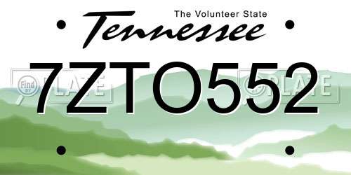 7ZTO552 Tennessee License Plate