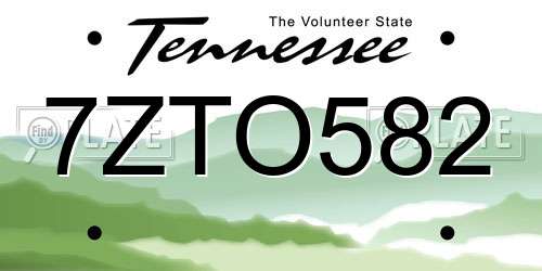 7ZTO582 Tennessee License Plate