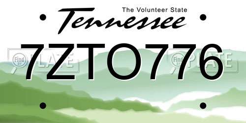 7ZTO776 Tennessee License Plate