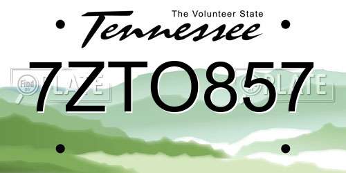 7ZTO857 Tennessee License Plate