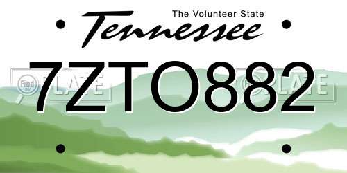 7ZTO882 Tennessee License Plate