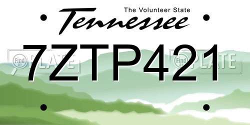 7ZTP421 Tennessee License Plate