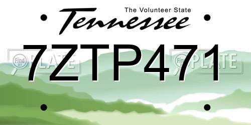 7ZTP471 Tennessee License Plate