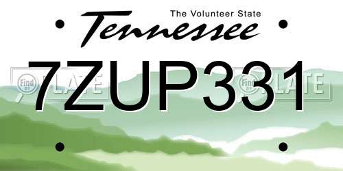7ZUP331 Tennessee License Plate