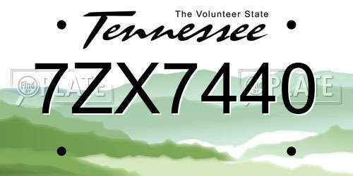 7ZX7440 Tennessee License Plate