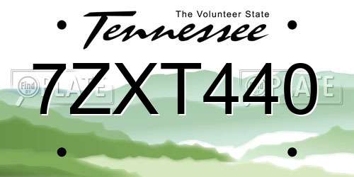 7ZXT440 Tennessee License Plate