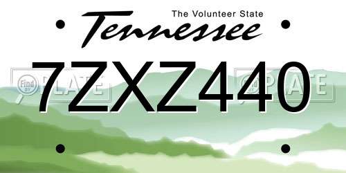 7ZXZ440 Tennessee License Plate
