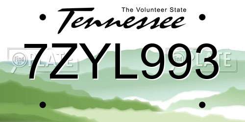 7ZYL993 Tennessee License Plate