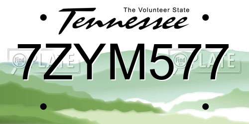 7ZYM577 Tennessee License Plate