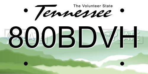 800BDVH Tennessee License Plate