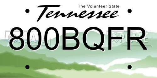 800BQFR Tennessee License Plate