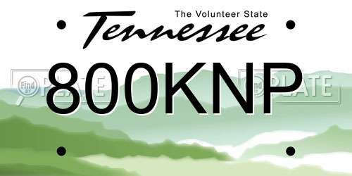 800KNP Tennessee License Plate