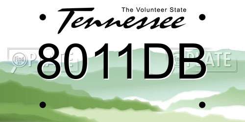 8011DB Tennessee License Plate