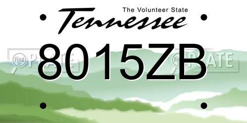 8015ZB Tennessee License Plate