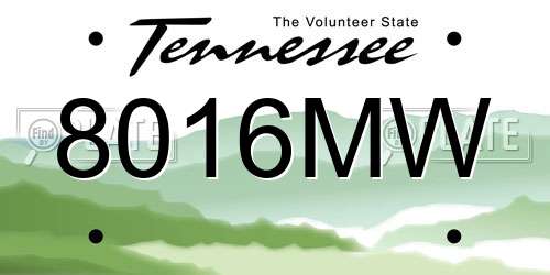 8016MW Tennessee License Plate