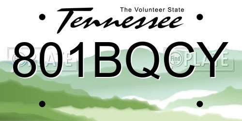 801BQCY Tennessee License Plate