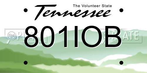 801IOB Tennessee License Plate