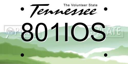 801IOS Tennessee License Plate