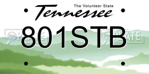 801STB Tennessee License Plate