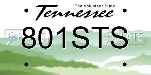 801STS Tennessee License Plate