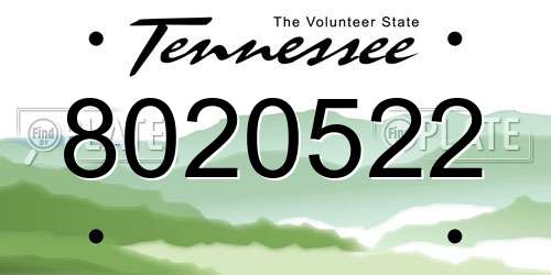 8020522 Tennessee License Plate