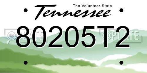 80205T2 Tennessee License Plate