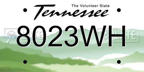 8023WH Tennessee License Plate