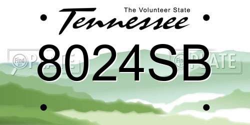 8024SB Tennessee License Plate