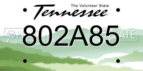 802A85 Tennessee License Plate